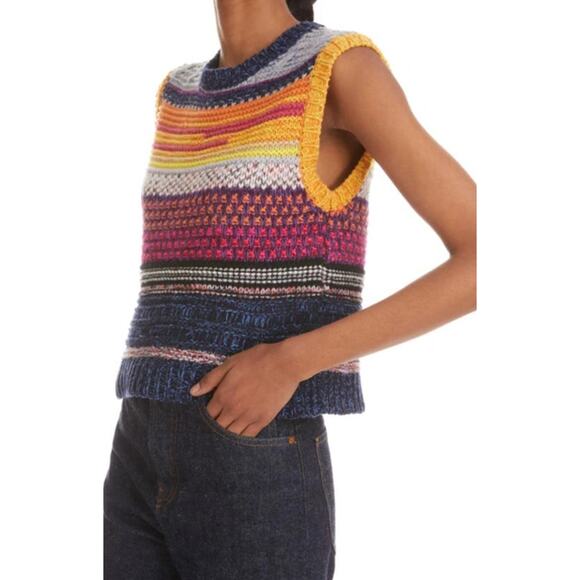 Chloé Striped Sleeveless Cashmere Sweater - Picture 2 of 13